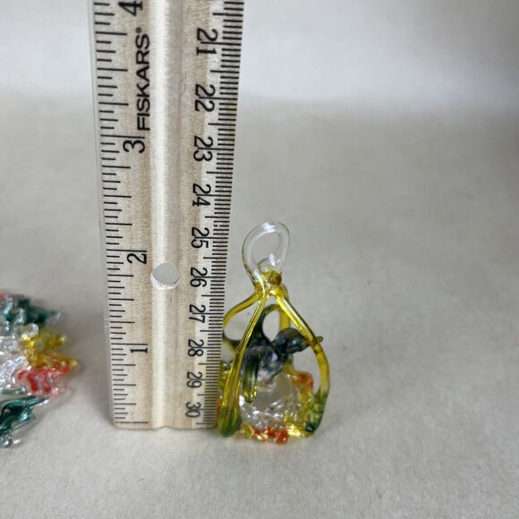 Vintage Mini Spun Blown Glass Bird In Cage Overhang w/Stand 6” Art Decor Display - Picture 11 of 12